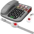 Produktbild: NEU Senioren Notruf Festnetztelefon SOS Taster Armband für Notfall Hilfe Schutz