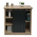 Produktbild: Kommode MCW-K75, Schrank Regal, Schiebetüre 5 Staufächer, Holz-Optik Industrial Metall 84x80x40cm ~ naturfarben