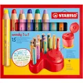 Produktbild: Premium-Tischset STABILO woody 3 in 1 Wachsmalstifte Pastel im Tischset Spitzer