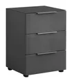 Produktbild: Nachttisch Nachtkommode 3 Schubladen Anthrazit matt Anthrazitglas 45 x 61 cm