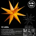 Produktbild: LED 3D Leuchtstern Ø 25 cm Lichterstern Batterie Timer In-Outdoor Advent Gelb