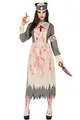 Produktbild: Chaks Zombie Krankenschwester Damen Kostüm Bloody Nurse | Grau Weiß Blutige Retro-Verkleidung für Halloween & Horror-Partys, Schürze & Haube für gruselige Auftritte (L)