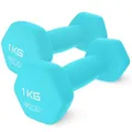 Produktbild: 4FIZJO Hantelset CLASSIC 2x1 kg, Gusseisenhanteln mit Neoprenbeschichtung, Kurzhanteln, Gewichte, Dumbbell frauen, Angenehm anzufassen, Aerobic-, Ausdauer- und Rehabilitationstraining, Farbe: Türkis