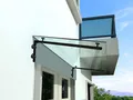 Produktbild: BuyLando SET L-Form Halter für Glasvordach - Edelstahl Schwarz Pulverbeschichtet