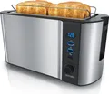 Produktbild: Arendo Toaster 4 Scheiben, Langschlitztoaster, Langschlitz, Edelstahl, 1500W, Display mit Restzeitanzeige, Brötchenaufsatz, Defrost Funktion, Wärmeisolierendes Gehäuse, Silber/Schwarz