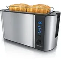 Produktbild: Toaster für 4 Scheiben, 1500W, Langschlitz, Wärmeisoliert, Brötchenaufsatz, Display, silber/schwarz - Arendo