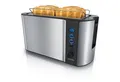 Produktbild: Arendo Toaster Edelstahl, Langschlitz, Display mit Restzeitanzeige, Krümelschublade, 2 lange Schlitze, für 4 Scheiben, 1500 W, Defrost Funktion, Wärmeisolierendes Gehäuse, mit Brötchenaufsatz