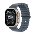 Produktbild: Apple Watch Ultra 3 GPS + Cellular 49 mm Premium Smartwatch für Lauftraining und Kombinationssport mit robustem Titangehäuse in Natur und Ocean Armband in Maritimblau