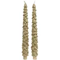 Produktbild: Spitzkerze in Baumform Goldfarben mit Glitter Ø 2,1 cm Höhe 25 cm -  2 Stück