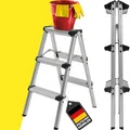 Produktbild: 𝐂𝐑𝐀𝐅𝐓𝐅𝐔𝐋𝐋 Trittleiter CF-131A | 𝟑 𝐉𝐀𝐇𝐑𝐄 𝐆𝐀𝐑𝐀𝐍𝐓𝐈𝐄 - 2-5 Stufen Leiter - Klapptritt - Treppenleiter - Klappleiter - Haushaltsleiter - Stehleiter - Mehrzweckleiter (2 x 3 Stufen)
