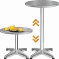 Produktbild: CASARIA® 2in1 Stehtisch Höhenverstellbar 70 cm / 115 cm Hoch Stabil Aluminium Rund Ø60cm Wetterfest Outdoor Garten Bistrotisch Biertisch Bartisc... - Silber