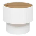Produktbild: Atmosphera - Beistelltisch Enola mit Stauraum - Weiß und Holz - T 38,5 x H 35 cm, geriffeltes Design - Für Wohnzimmer, Schlafzimmer