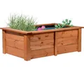 Produktbild: dobar® 29246FSCe Hochteich Kubus | Gartenteich aus robustem Massivholz | Miniteich 200 L für Garten/Terrasse/Balkon | Teich für den Garten inkl. Teichfolie | 120 x 72 x 42 cm | Braun