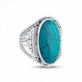 Produktbild: mantraroma Silberring DAHAB oval groß aus 925 Silber mit Türkis (Ring mit Schmuckbeutel), Damenring aus 925er Silber grün 58