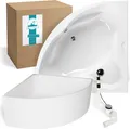 Produktbild: Calmwaters® Eckbadewanne Komplettset 140x140 cm mit Wannenträger & Ablaufgarnitur, Acrylwanne Original, Duowanne für 2, Sitzbadewanne, Set Badewanne komplett, Eckwanne 140 x 140, Weiß, 99000089