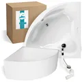 Produktbild: Eckbadewanne Komplettset 140x140 cm Duowanne für 2 Sitzbadewanne Wannenträger
