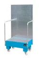 Produktbild: Fahrbare Auffangwanne LPW 60-2, mit Lochplattenwand, aus Stahl, Kapazität 2 x 60-Liter Fass, blau 137556