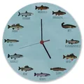 Produktbild: speecheese Deutsche Fischarten Wanduhr Uhr mit Fischen aus Deutschen Gewässern witzige Idee für Angler als Deko für das Vereinsheim, die Garage oder den Keller