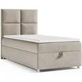 Produktbild: Best for Home Boxspringbett Boxspringbett Trinity K-2 mit Stauraum & Bonellmatratze (Einzelbett, Hotelbett, Polsterbett gepolstertes Kopfteil, Jugendbett, Kinderbett versch. Größen, 70x200 80x200 90x200 100x200 cm), verschiedene Liefermöglichkeiten, Handwerksqualität beige 90 cm x 200 cm