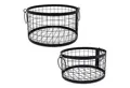 Produktbild: Spetebo Aufbewahrungskorb Metall Gitterkorb rund mit Griffen schwarz 2er Set (Anzahl, 2 St., SET), jedes Körbchen mit 2 Griffen