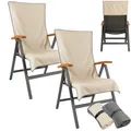 Produktbild: Schonbezug Gartenstuhl Hochlehner 130x65cm mit Kapuze Microfaser Light Weight für Gartenstühle Handtuch mit Umschlag Bezug Campingstuhl Beige 2 Stück