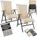 Produktbild: CalmySEA 2X Schonbezug Gartenstuhl Hochlehner - 130x65cm mit Kapuze Microfaser Light Weight Schonbezüge für Gartenstühle Handtuch mit Umschlag Bezug Campingstuhl (Beige, 2 Stück)
