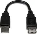 Produktbild: StarTech.com USB 2.0 Verlängerung 15cm - USB-A Verlängerungskabel Stecker auf Buchse - Schwarz - USB-Verlängerungskabel - USB (M)