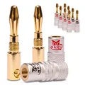 Produktbild: NAUC Bananenstecker für Lautsprecherkabel - 10 Stück Stecker als Set - Steckverbinder 24K vergoldet schraubbar - für HiFi Receiver Verstärker