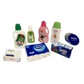 Produktbild: Set für das Baby mit Nivea Metalldose, Rausch und Hipp Schampooflaschen, Zewa...