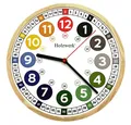Produktbild: Holzwerk Wanduhr MIO & MIA Kinder Lern Wand Uhr aus Holz mit bunten Ziffern (Nahezu lautloses Uhrwerk, analog, 25 cm)