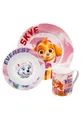 Produktbild: United Labels® Frühstücks-Geschirrset Paw Patrol - Just yelp for help - Skye, Everest, Liberty -Set, 3-tlg, 1 Personen, Porzellan