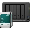 Produktbild: Synology DS1525+ 24TB Plus HDD NAS-Bundle NAS inkl. 2x 12TB Synology Plus 3.5 Zoll SATA Festplatte
