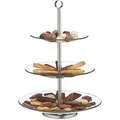 Produktbild: 2 X Etagere, 3 Etagen, Rund, Cupcake, Keks, Obst, Muffin, Servierständer Hochzeit, Glas, Edelstahl, Silber/transparent