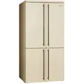 Produktbild: Smeg French-Door Nostalgie, Creme, Messing, Metall, 4 Schublade(n),2 Schublade(n) Schubladen, 91.3x187.5x68.8 cm, Made in Italy, Abtauautomatik, LED-Innenbeleuchtung, Urlaubsschaltung, Küchen, Küchenelektrogeräte, Kühl- & Gefrierschränke, Kühlschränke, Standkühlschränke