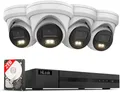 Produktbild: HiLook 4K Überwachungskamera-Set, 4* 4K Dome Kamera, Smart Hybrid Light, NVR 8-CH , 2 TB HDD, Smartphone App, weiß (IK28P-480T)