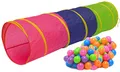 Produktbild: LittleTom Spieltunnel Kinder – Pop-Up Activity Tunnel mit 200 Bällen – 180x46 cm Ballgrube Krabbeltunnel für Baby und Kinder, Indoor & Outdoor Spielzeug