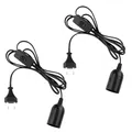Produktbild: NVIYAM 2er Pack E27 Lampenfassung mit Kabel, Schalter und Stecker, 2m Netzkabel und EU Stecker, E27 Adapter für Lampenaufhängung, Pendelleuchten, Deckenleuchten, DIY Lampen, Schwarz