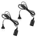 Produktbild: 2 X E27 Lampenfassung mit Kabel Schalter und Stecker Fassung E27 mit 2M Netzk...