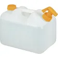 Produktbild: Relaxdays - Wasserkanister Mit Hahn, 10 Liter, Kunststoff Bpa-frei, Schraubdeckel, Griff, Camping Kanister, Weiß/orange