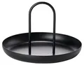 Produktbild: Zone Denmark Singles Serviertablett, Tablett aus matt lackiertem Metall, rundes Tablett mit Handgriff, 20 cm im Durchmesser, Schwarz