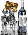 Produktbild: BRUBAKER Weinflaschenhalter Liebespaar auf Bank Flaschenhalter, (Valentinstagsgeschenk, 1-St., romantisches Wein Geschenk), Weinhalter Metall Skulptur mit Geschenkkarte
