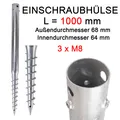 Produktbild: Einschraubhülse L1000mm 3xM8 Eindrehhülse f. Pfosten O 64mm Sonnenschirmständer