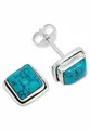 Produktbild: mantraroma Paar Ohrstecker SARALA eckig klein aus 925 Silber mit Türkis (Paar, Paar Ohrringe mit Schmuckbeutel), 925 Sterling Silber Ohrringe für Damen