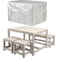 Produktbild: WONDERMAKE Design Kindersitzgruppe Outdoor Garten Holz mit Abdeckung, Kinder-Sitzgarnitur Indoor Picknick-Gruppe ab 3 Jahre, beige grau
