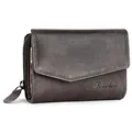 Produktbild: Benthill Damen Geldbörse Echt Leder - Portemonnaie mit RFID Schutz - Portmonee viele Kartenfächer - Echtleder Vintage Damenbörse inkl. Geschenkbox, Farbe:Grau