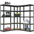 Produktbild: Juskys 3er Metall Regalsystem Basic - 1 Eckregal & 2 Lagerregale - 2625 kg - Grau - Grau/Braun