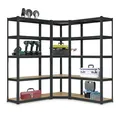 Produktbild: Juskys 3er Metall Regalsystem Basic - 1 Eckregal & 2 Lagerregale - 15 Böden aus MDF Holz - 2625 kg - Schwerlastregal Lagerregal Kellerregal - Grau