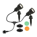 Produktbild: LED Außenstrahler Erdspieß dimmbar Farbfilter 2xGU10 IP44 3W schwarz Briloner