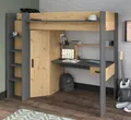Produktbild: Hochbett Eiche Artisan und schwarz Jugendzimmer Leiter Kompakt Set Parisot Heavy