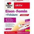 Produktbild: Doppelherz Eisen Femin aktiv DIRECT, 20 Portionen Granulat, Eisenpyrophosphat+Folsäure+ B6+B12+C, täglich 1 Stick = 14 mg
